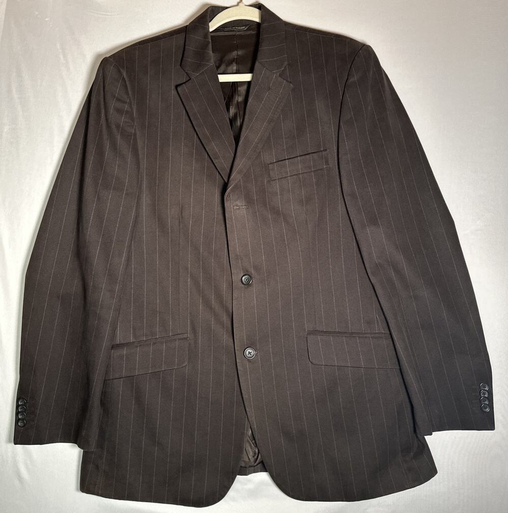 Banana Republic Men’s Blazer Suit Jacket Coat Grey Striped 99% Cotton Sz 42R